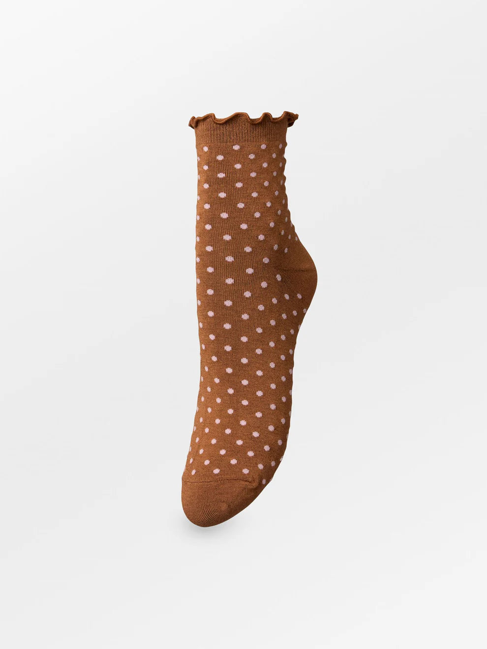 Beck Søndergaard Strømper - Dotted Frilla Korte Strømper i Mocha Brun