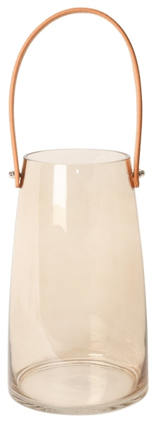 C´est Bon Lanterne - Glas Lanterne Stor, Med Skind Håndtag i Brændt Gul