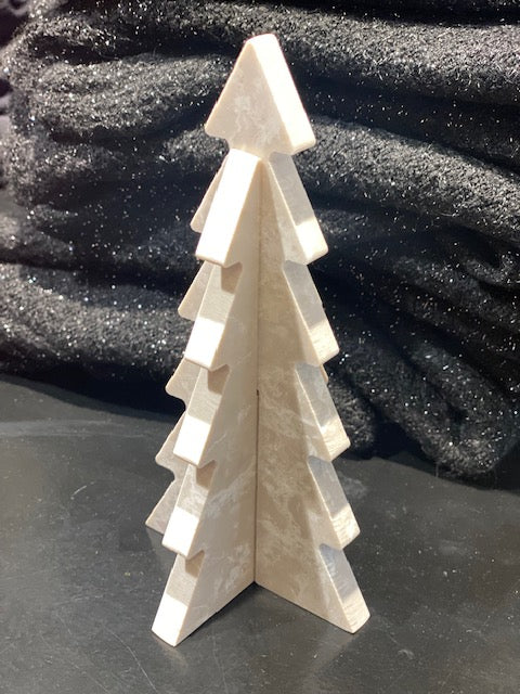 Mangus - Marmor Juletræ i Creme 18cm