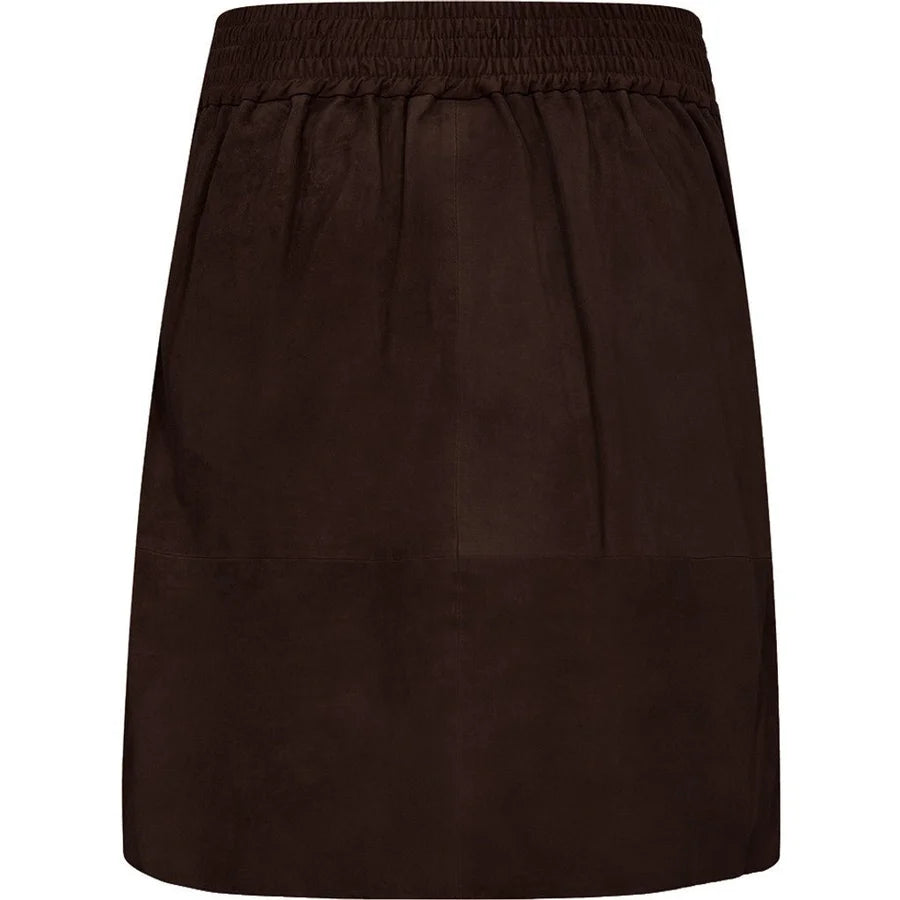 Depeche Nederdel - 51390 LorinaDEP Kort Runskind Nederdel i Dusty Brown