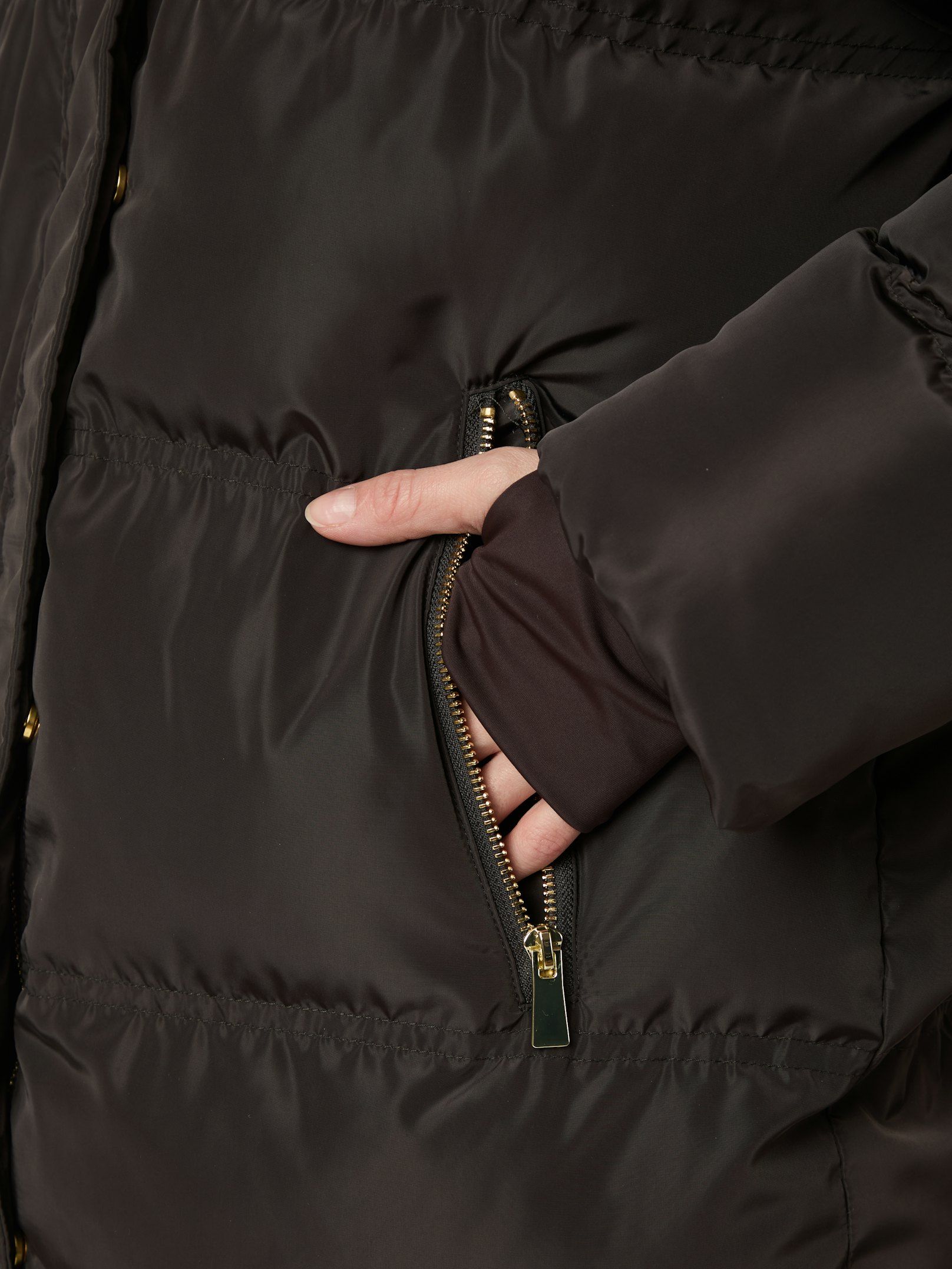 Neo Noir Jakke - Lucette Puffer Jakke i Dark Brown