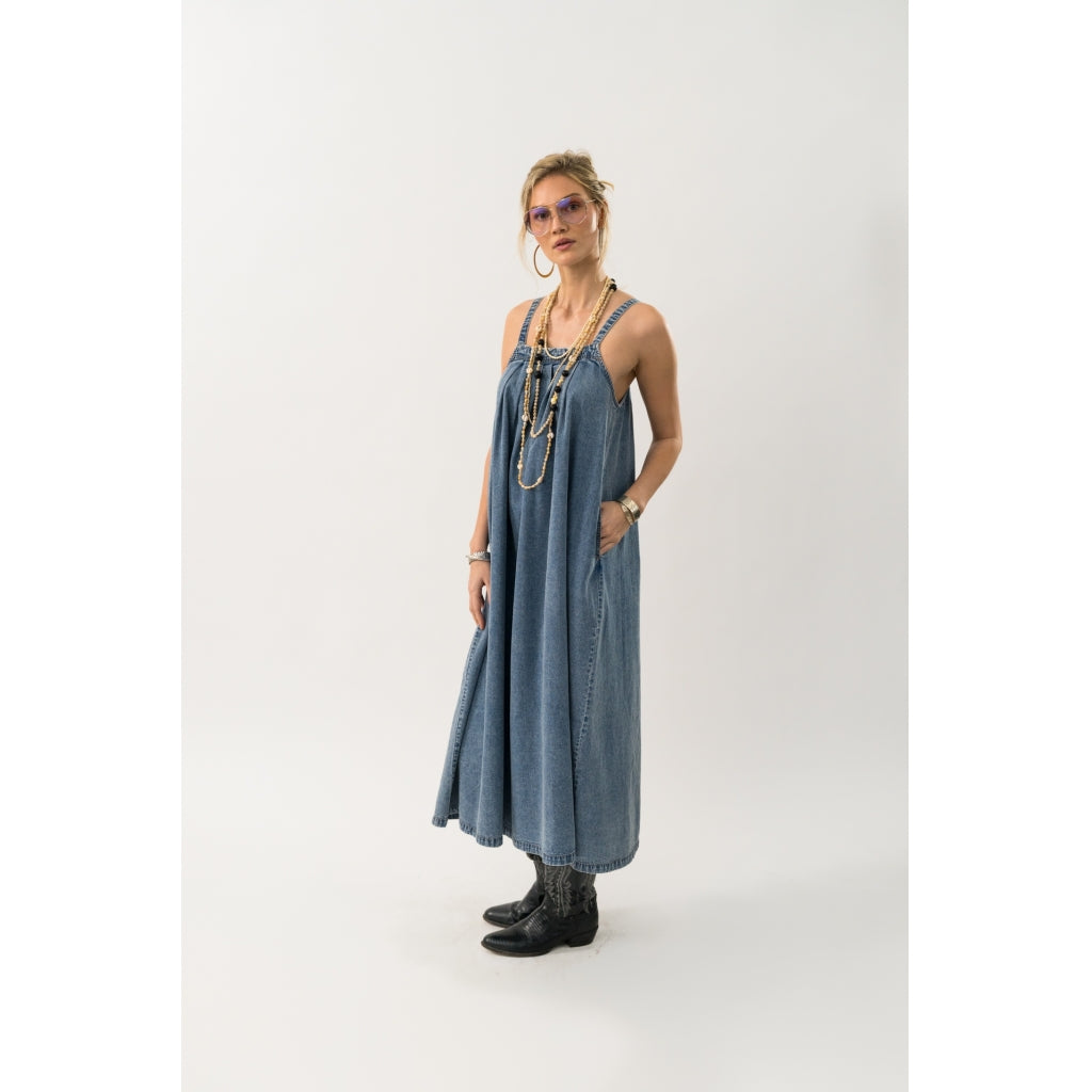 Lollys Laundry Kjole - LungoLL Maxi Kjole i Washed Denim