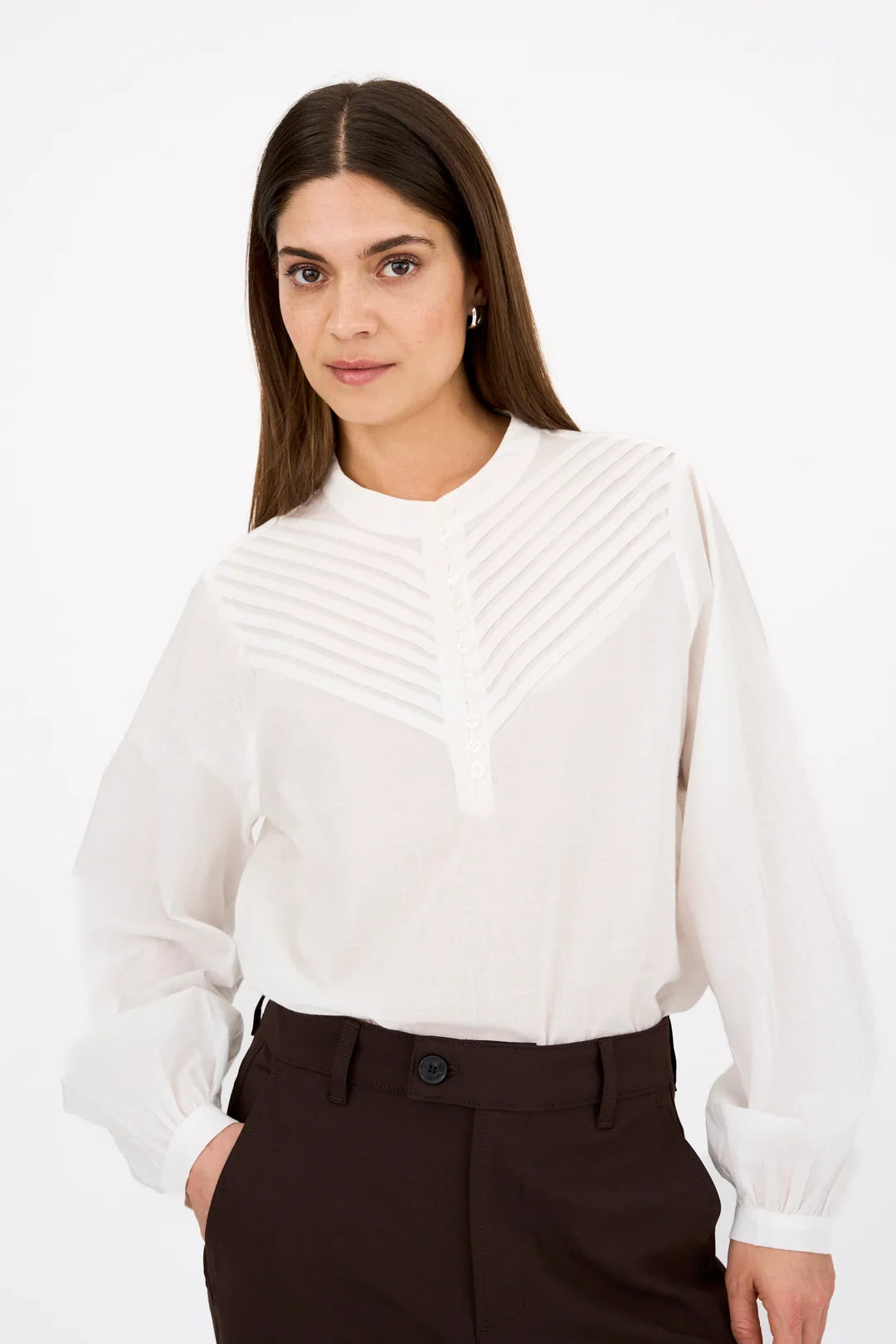 Pieszak Skjorte - PD-Wiona Pleat Skjorte I White Pearl