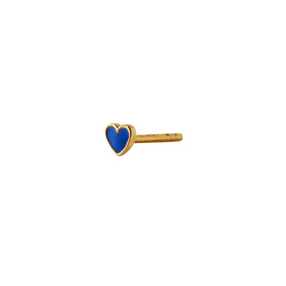 Stine A Ørering - Petit Love Heart ørestik i Cobalt Blue