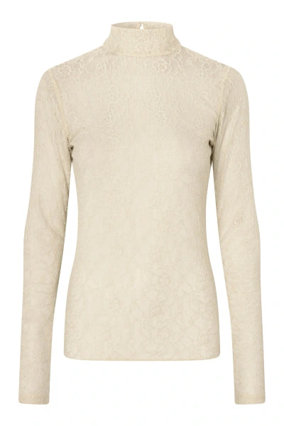 Second Female Bluse - Luria LS Lace Mesh Bluse i Birch