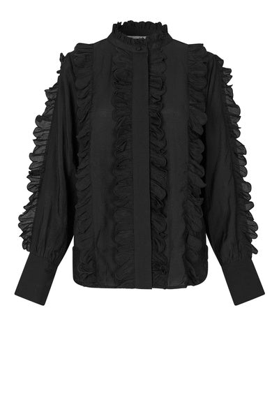 Second Female Skjorte - Cally Frill Skjorte i Sort