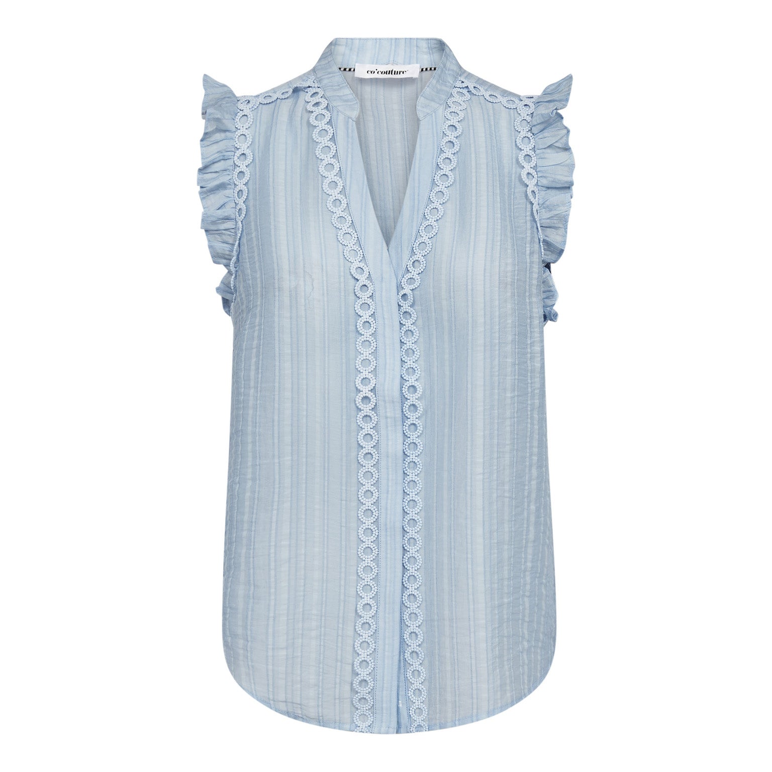 Co´Couture Top - Reggiecc Frill Top Pale Blue