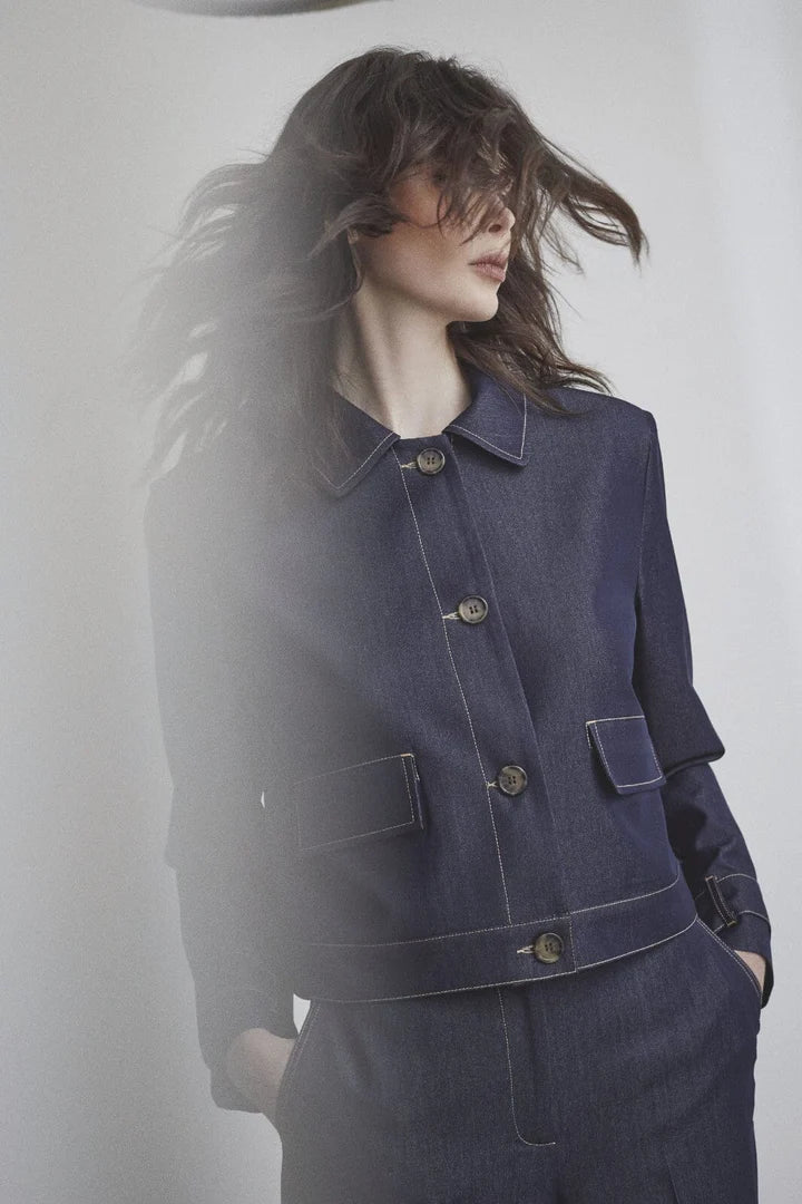 Co´Couture Jakke - Terrycc Denim Jakke i Dark Denim