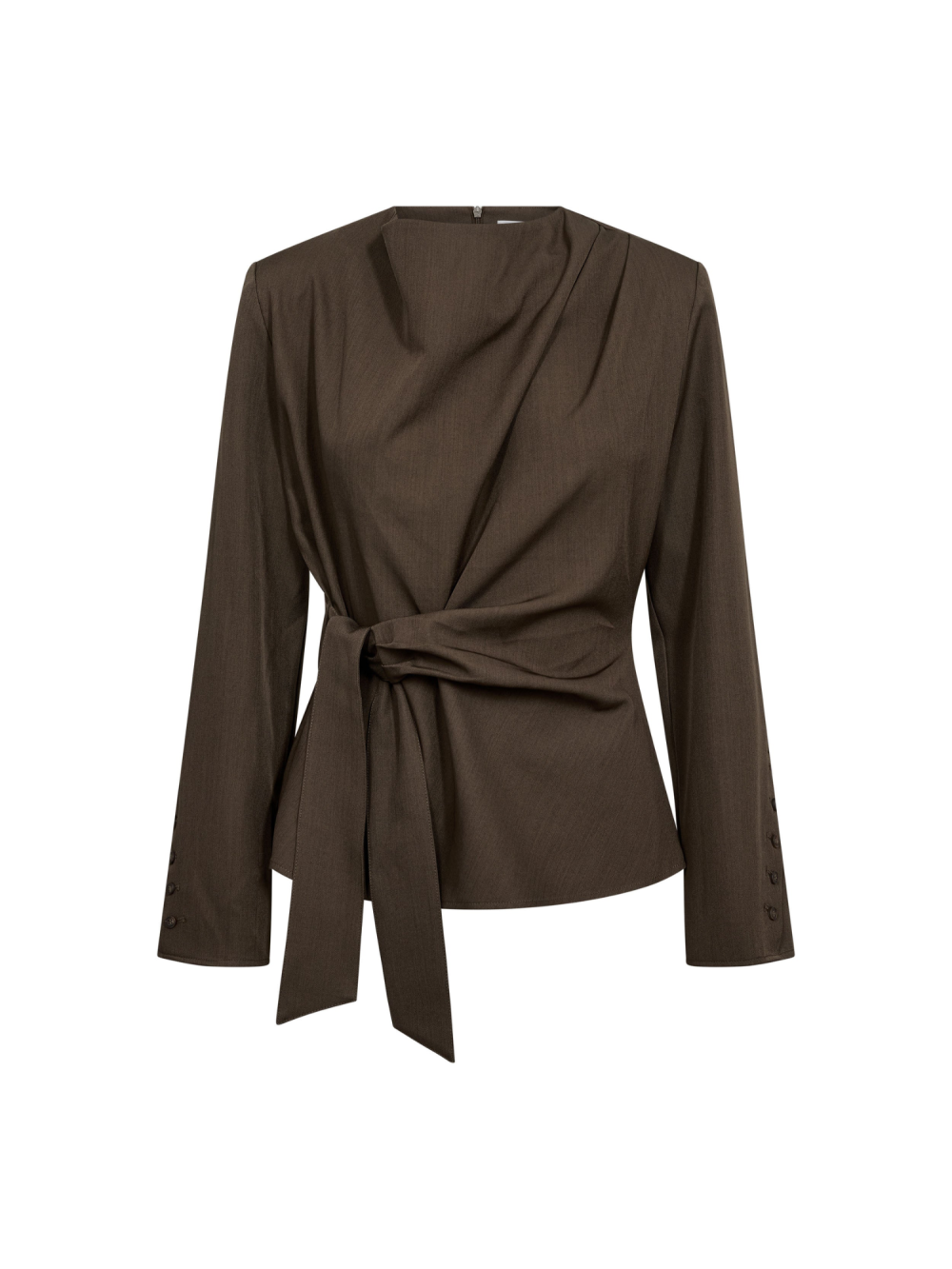Co´Couture Bluse - LunaCC Pleat Tie Bluse i Dusty Army