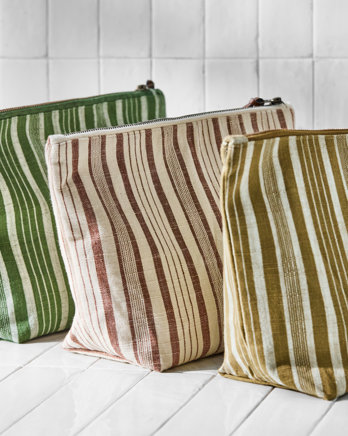 Meraki Toilet Taske - Toiletry MKTerracotta i Brun Strib