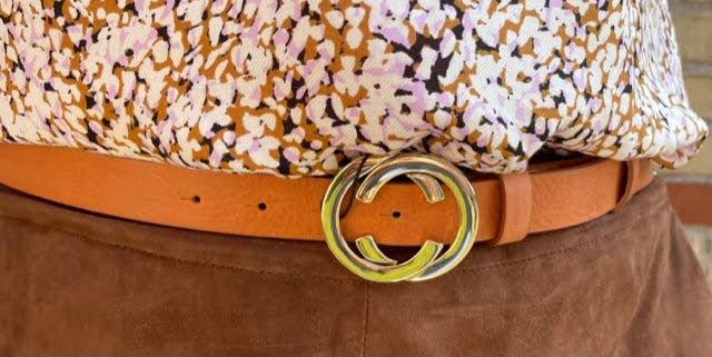 Depeche Bælte - 14196 Skind Bælte m. Dobbelt Guld Spænde i Cognac