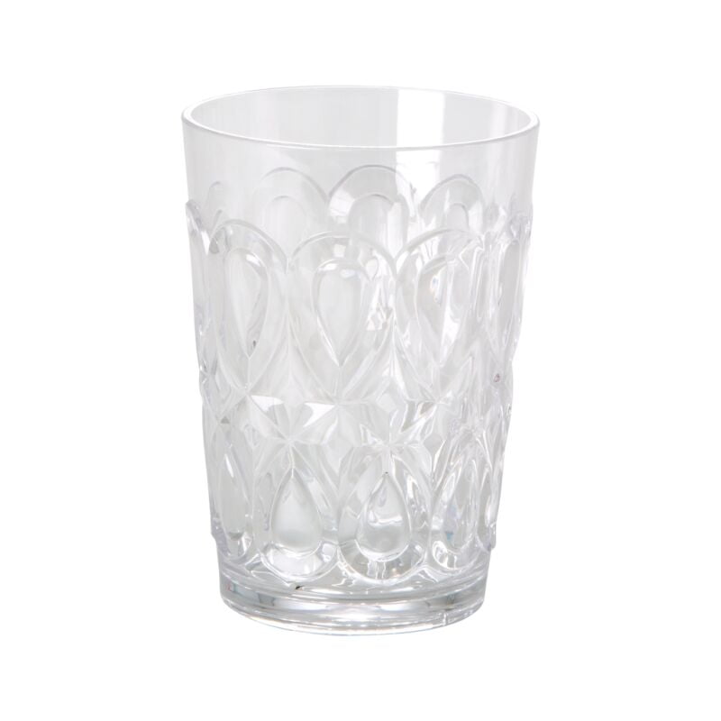 RICE Glas - Akryl Glas Clear With Swirly Enbrossed Detail