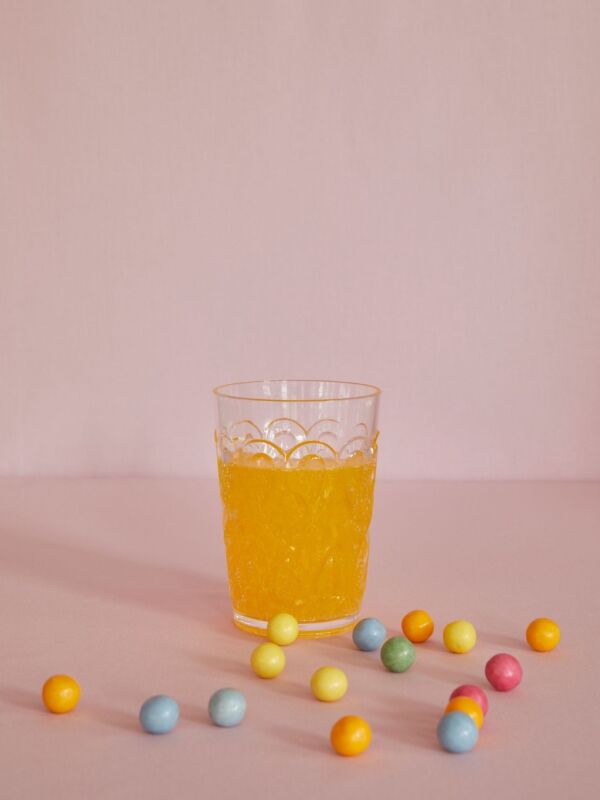 RICE Glas - Akryl Glas Clear With Swirly Enbrossed Detail