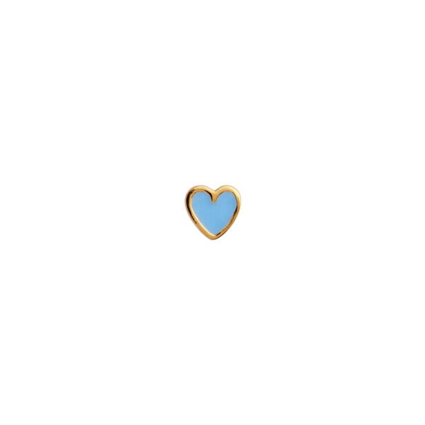 Stine A - Petit Love Heart Guld Ørestik i Light Blue