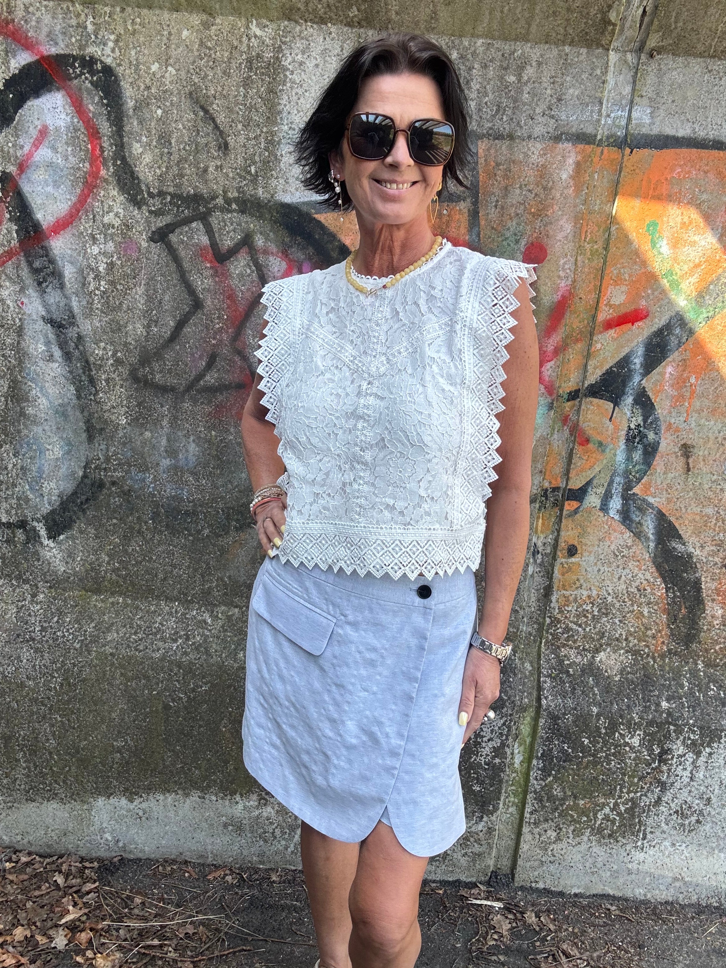 Co´couture Bluse - LanaCC Lace Top i Hvid
