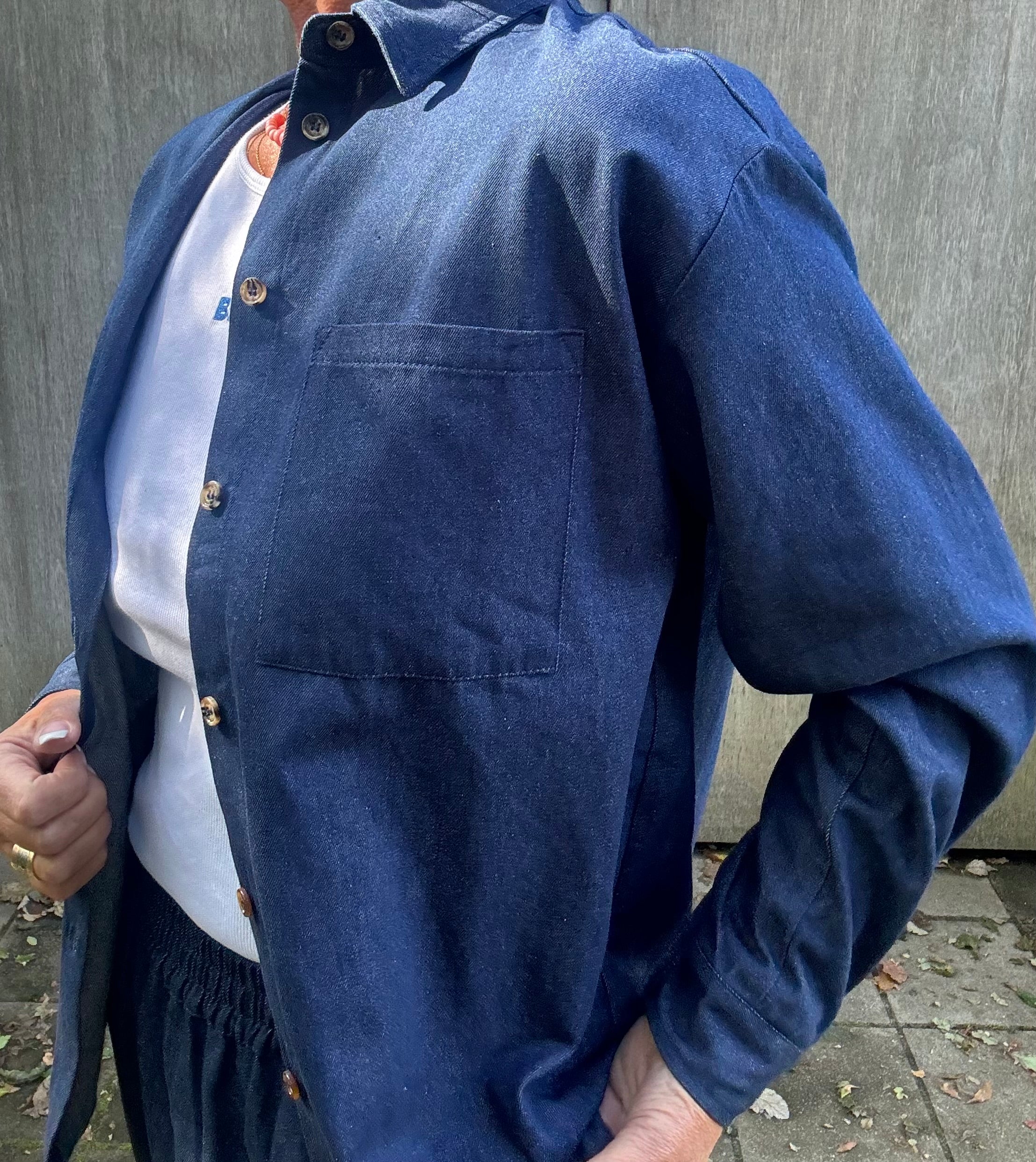 Coster Copenhagen Skjorte - CC Heart Ari Oversized Denim Skjorte i Dark Blue Denim