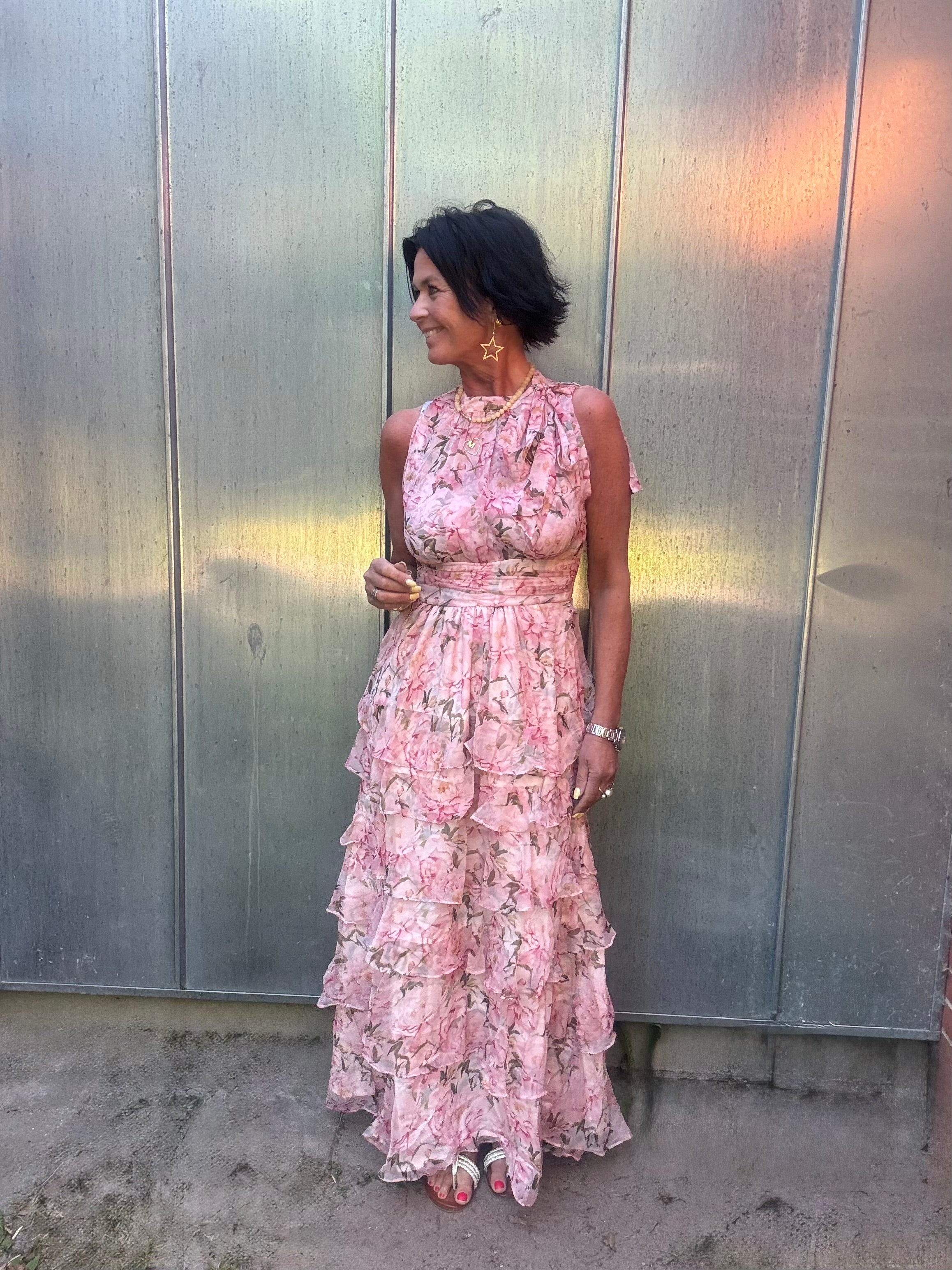 Neo Noir Kjole - Marli Flower Chiffon Kjole i Rose