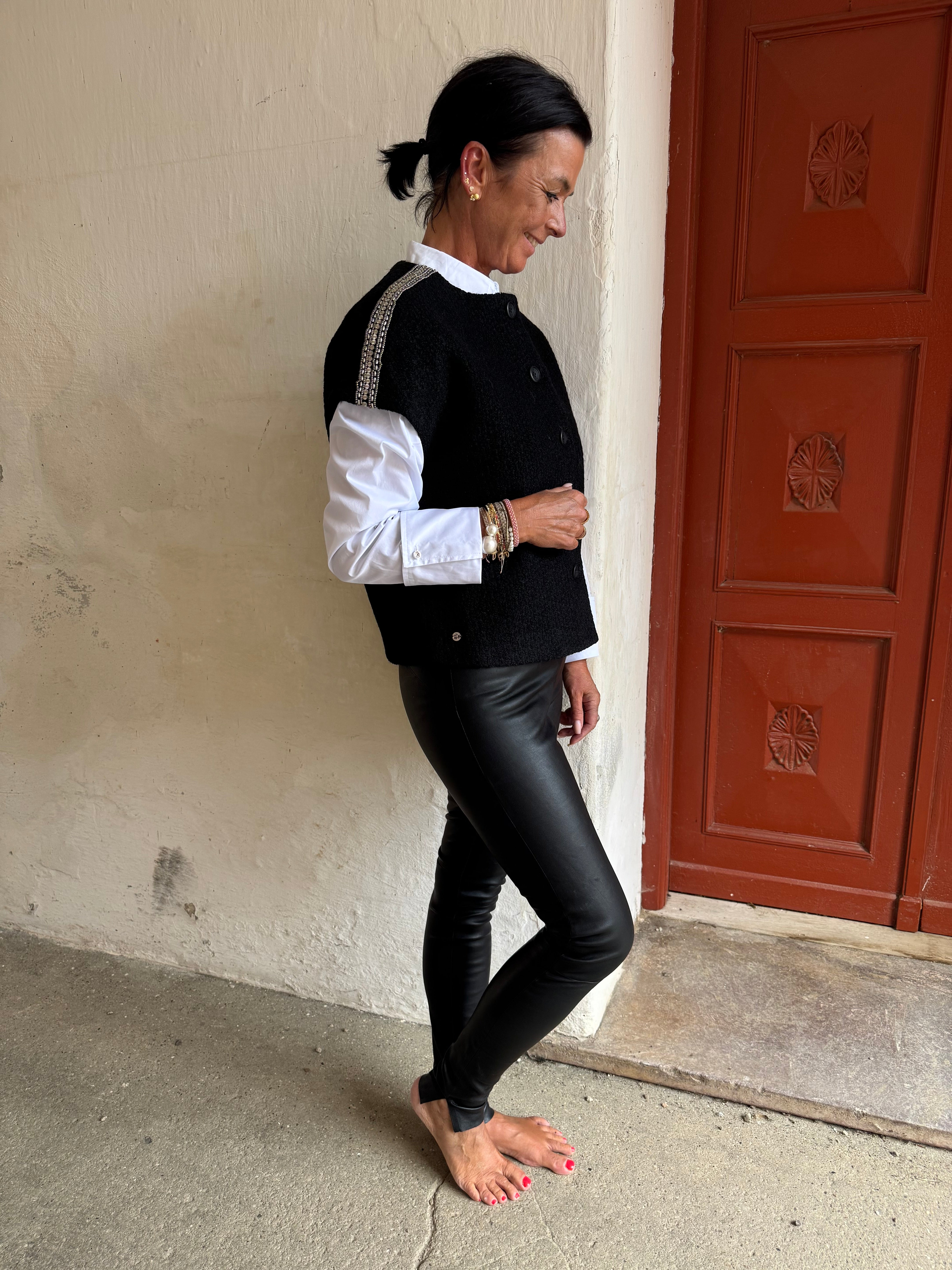 Depeche Bukser - AyaDEP Skind Leggings i Nero Sort