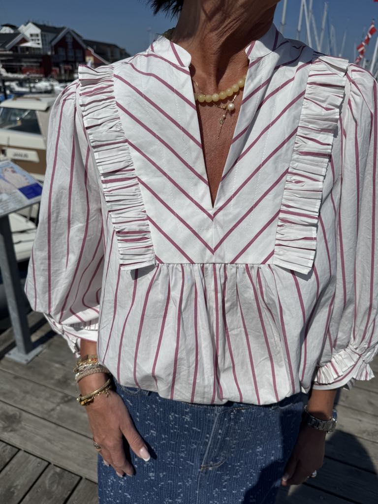 Gossia Bluse - SophiaGO Daimi Mo Bluse i Rosa Creme Striber