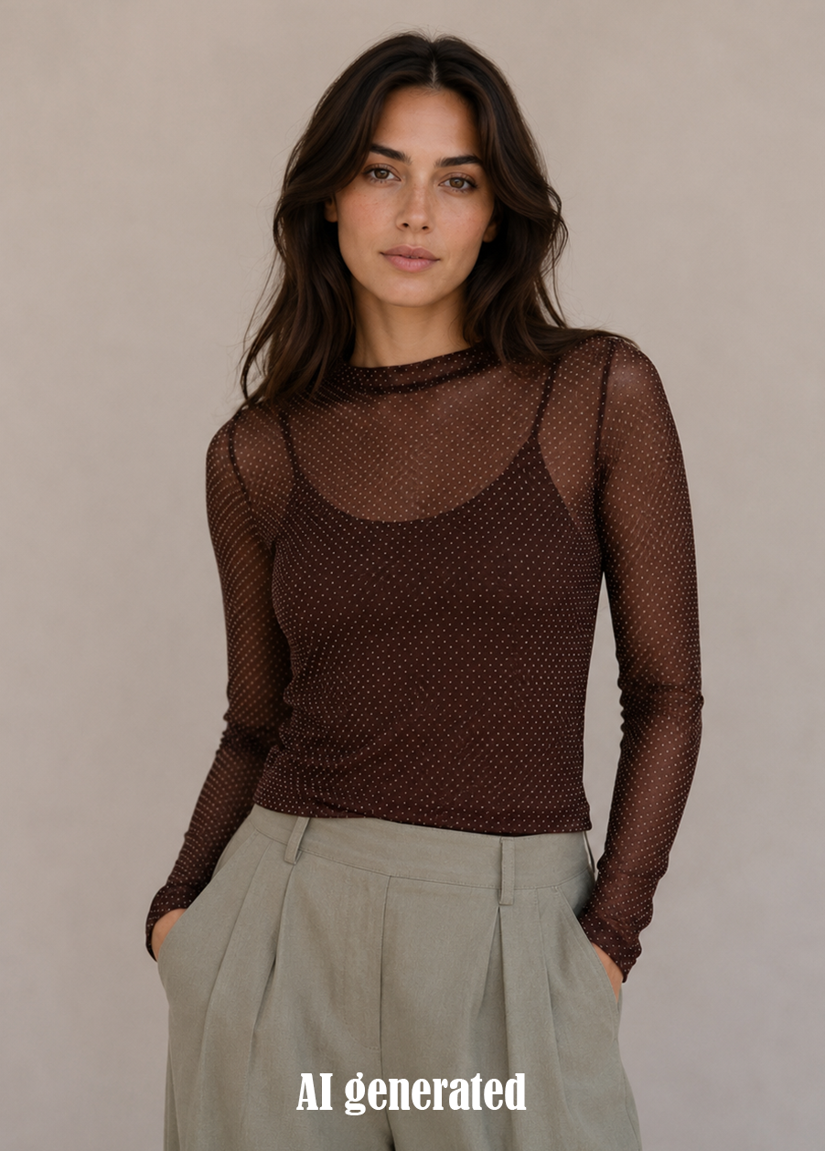 Black Colour Bluse - BcJessie Mesh Bluse i Coffee