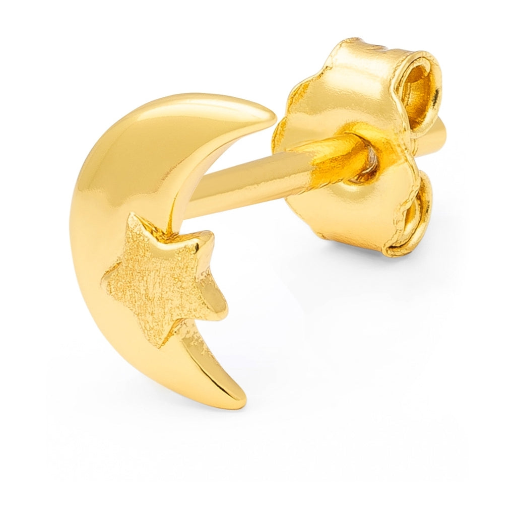 LULU Copenhagen Ørering - Moon & Stars Ørestik Forgyldt