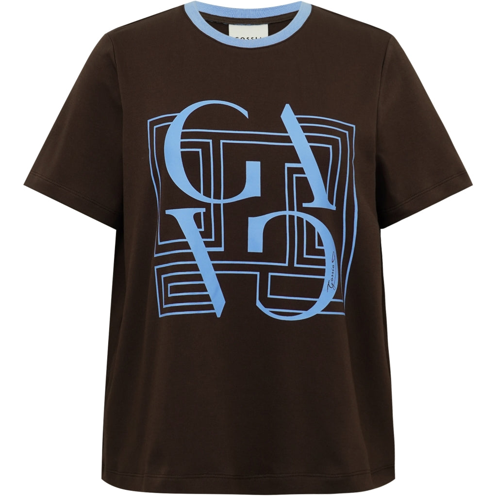 Gossia T-shirt - BasGO T-shirt i Chocolate-Blue Print