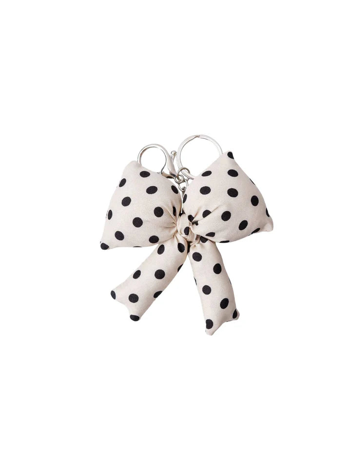 Black Colour Nøglering - BcPolka Bow Nøglering i White Dot
