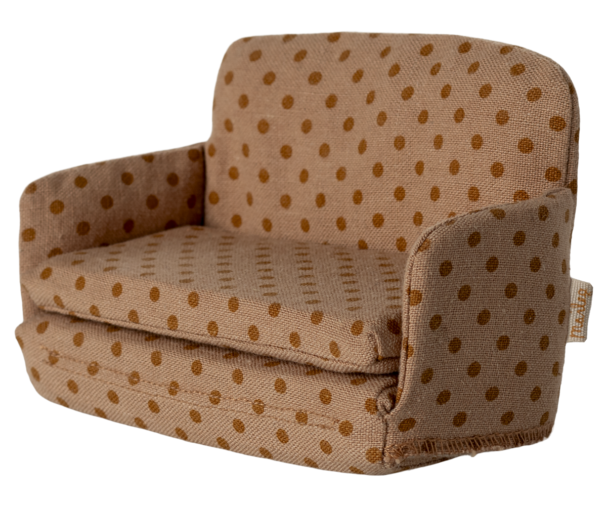 Maileg Møbler - Sovesofa Til Mus Med i Rosa Med Prikker