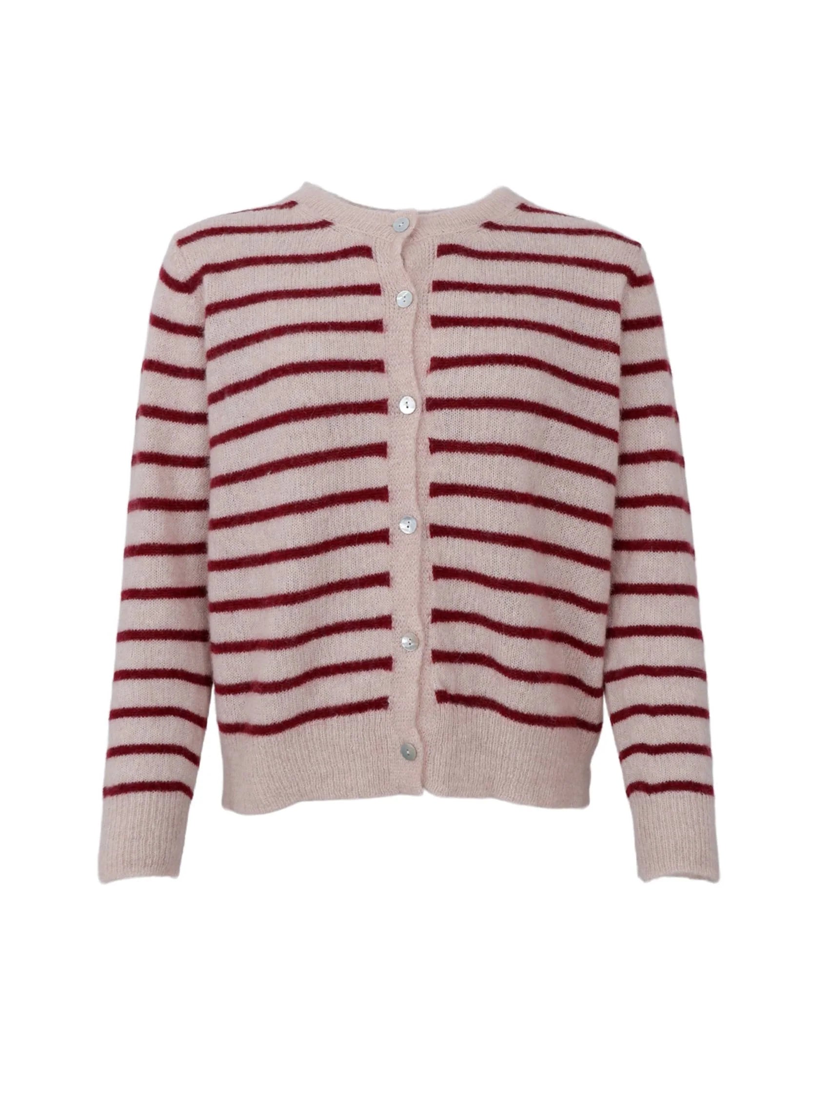 Black Colour Cardigan - BcDell Stribet Strik Cardigan i Wine
