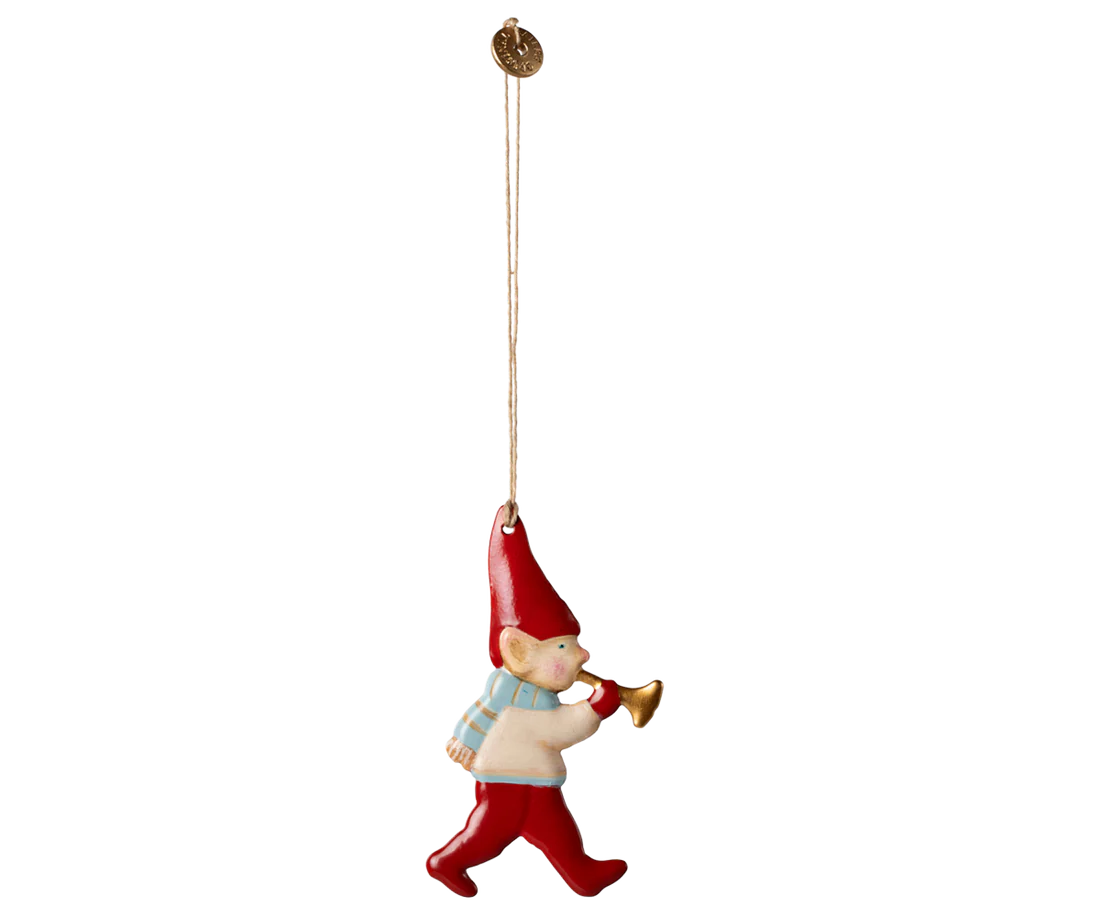 Maileg Julepynt - Metal Ornament Nisse med Trompet