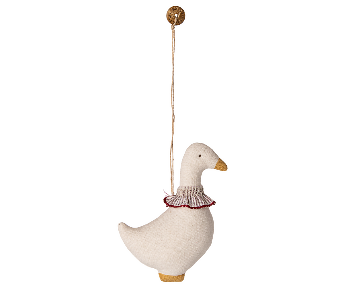 Maileg Ornament - Ornament Stof Gås Med Rød Krave
