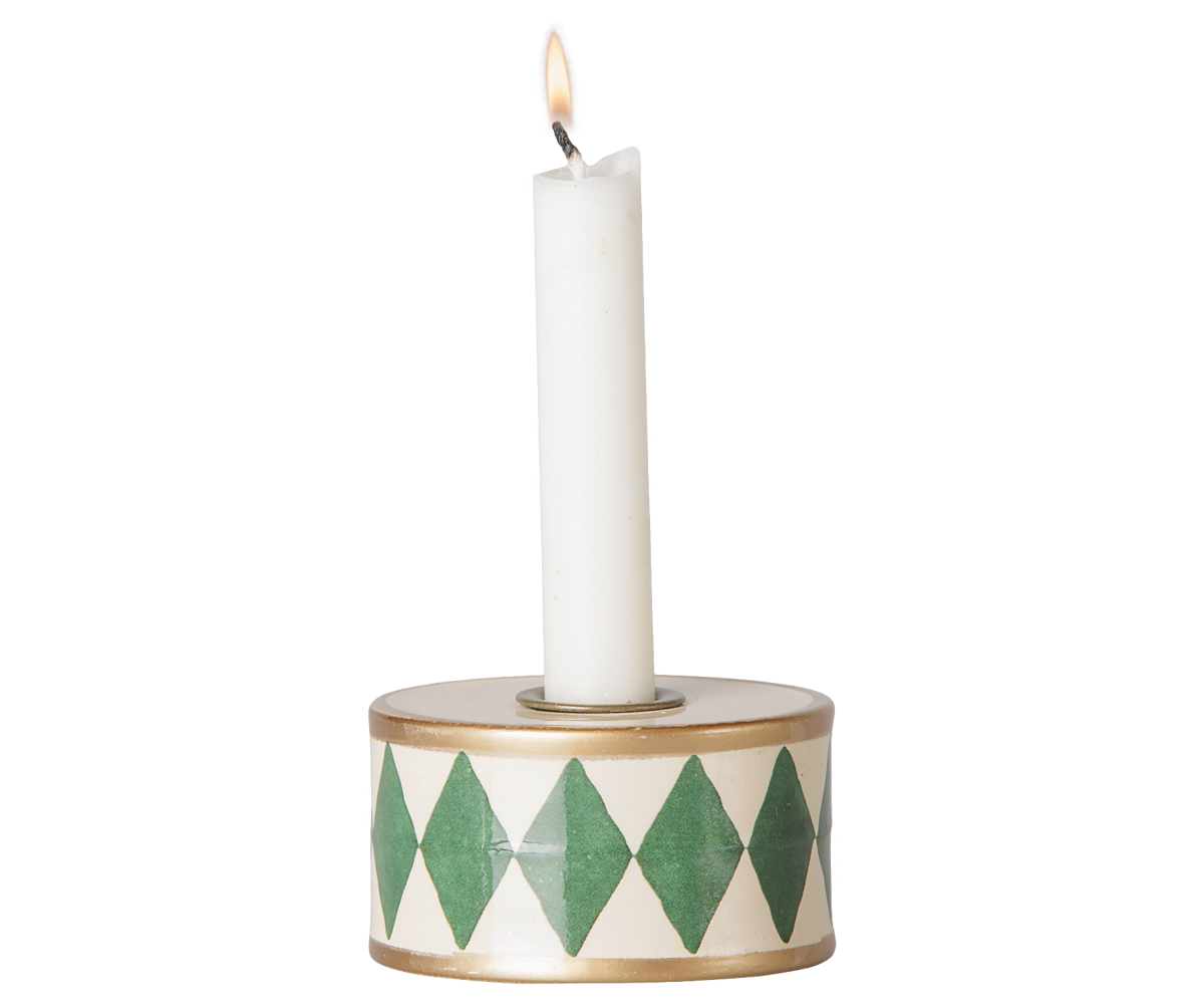 Maileg Julepynt - Lysestage Tromme Grøn/Off-White