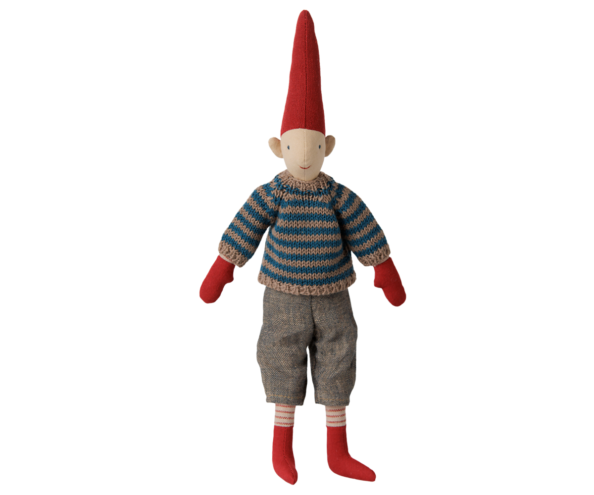 Maileg Nisse - 6424 Pixy Nisse Str. 2 Dreng Stribet Strikket Sweater