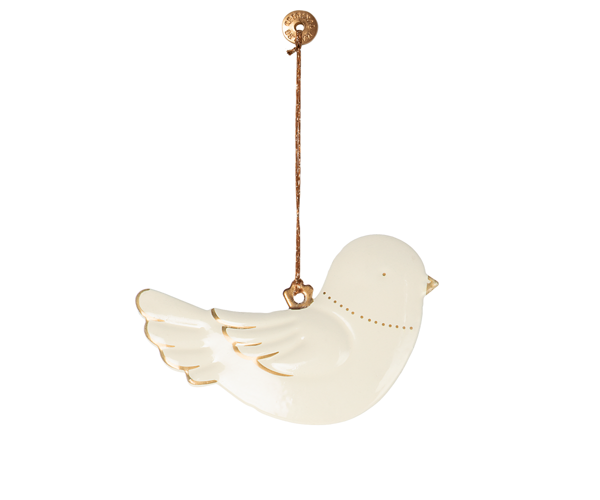 Maileg Julepynt - Metal Ornament Fugl i Off-white Guld