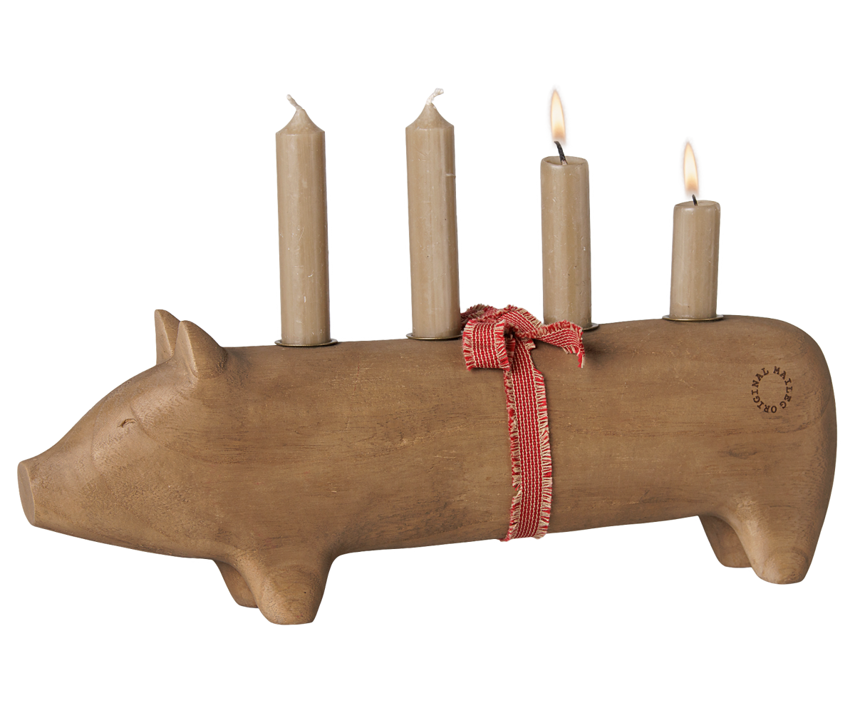 Maileg Julepynt - Advent Lysestage Stor Gris I Natur