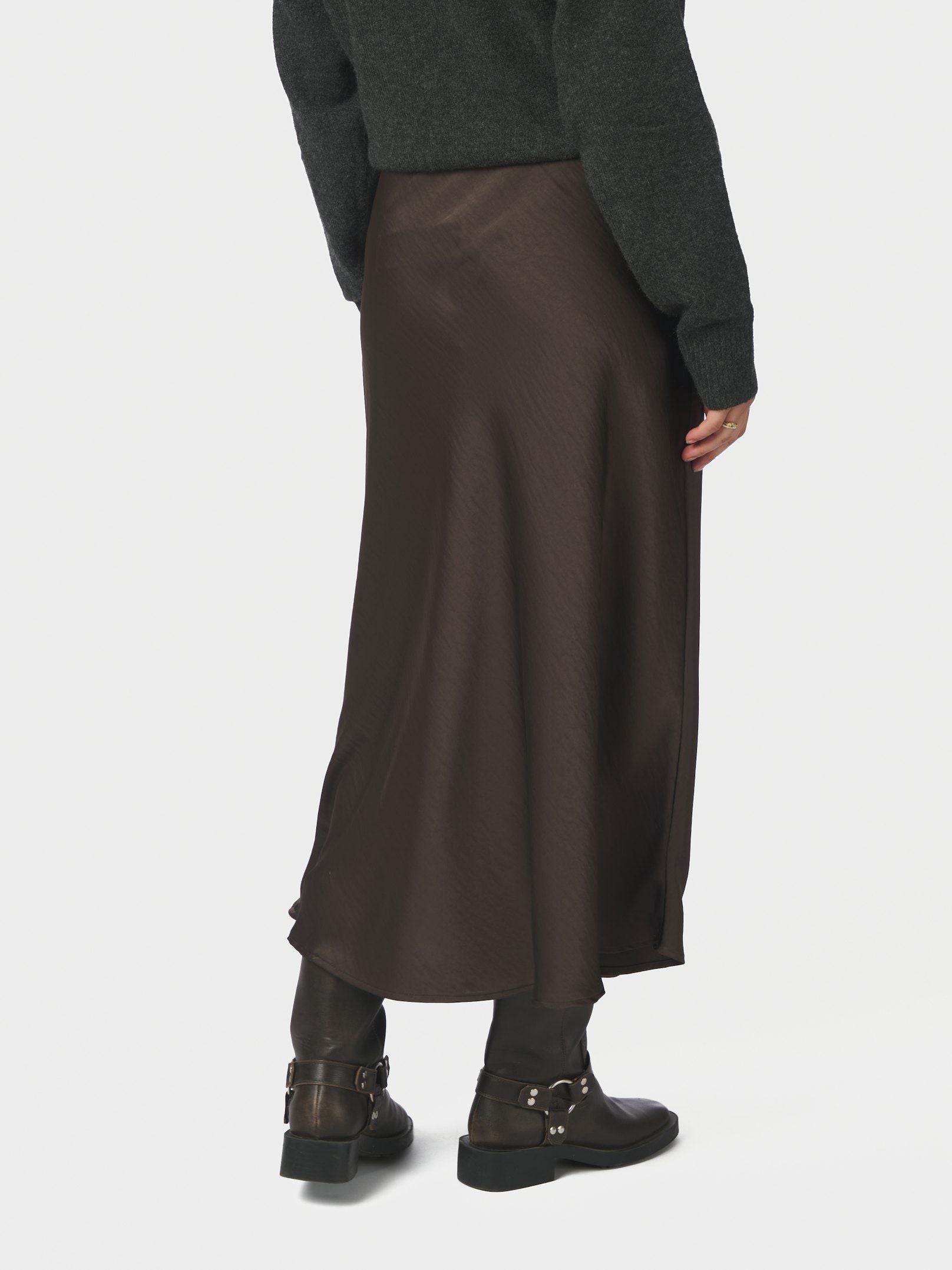 Neo Noir Nederdel - Bovary Satin Nederdel i Dark Brow