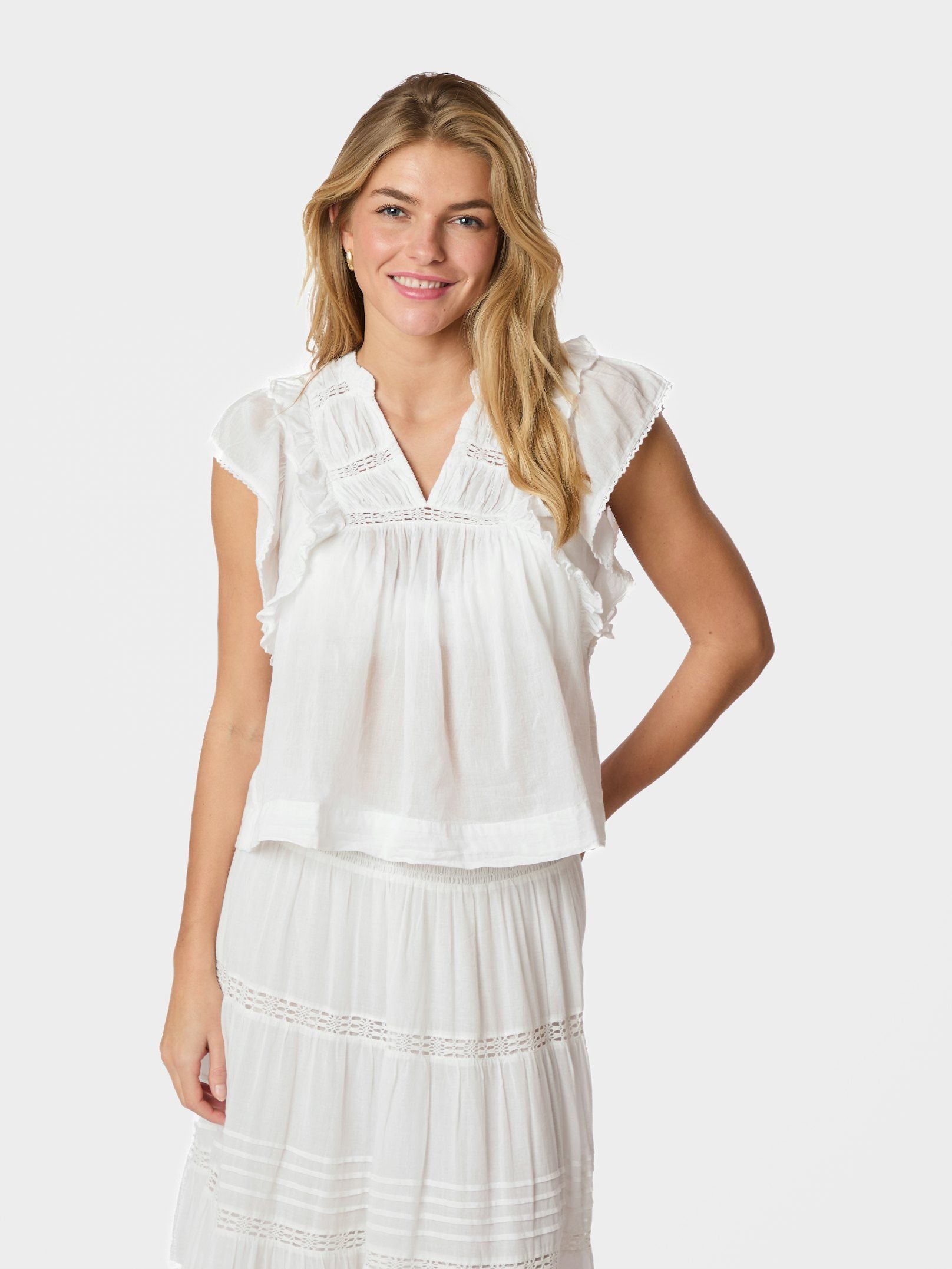 Neo Noir Top - Jayla S Voile Top i Hvid