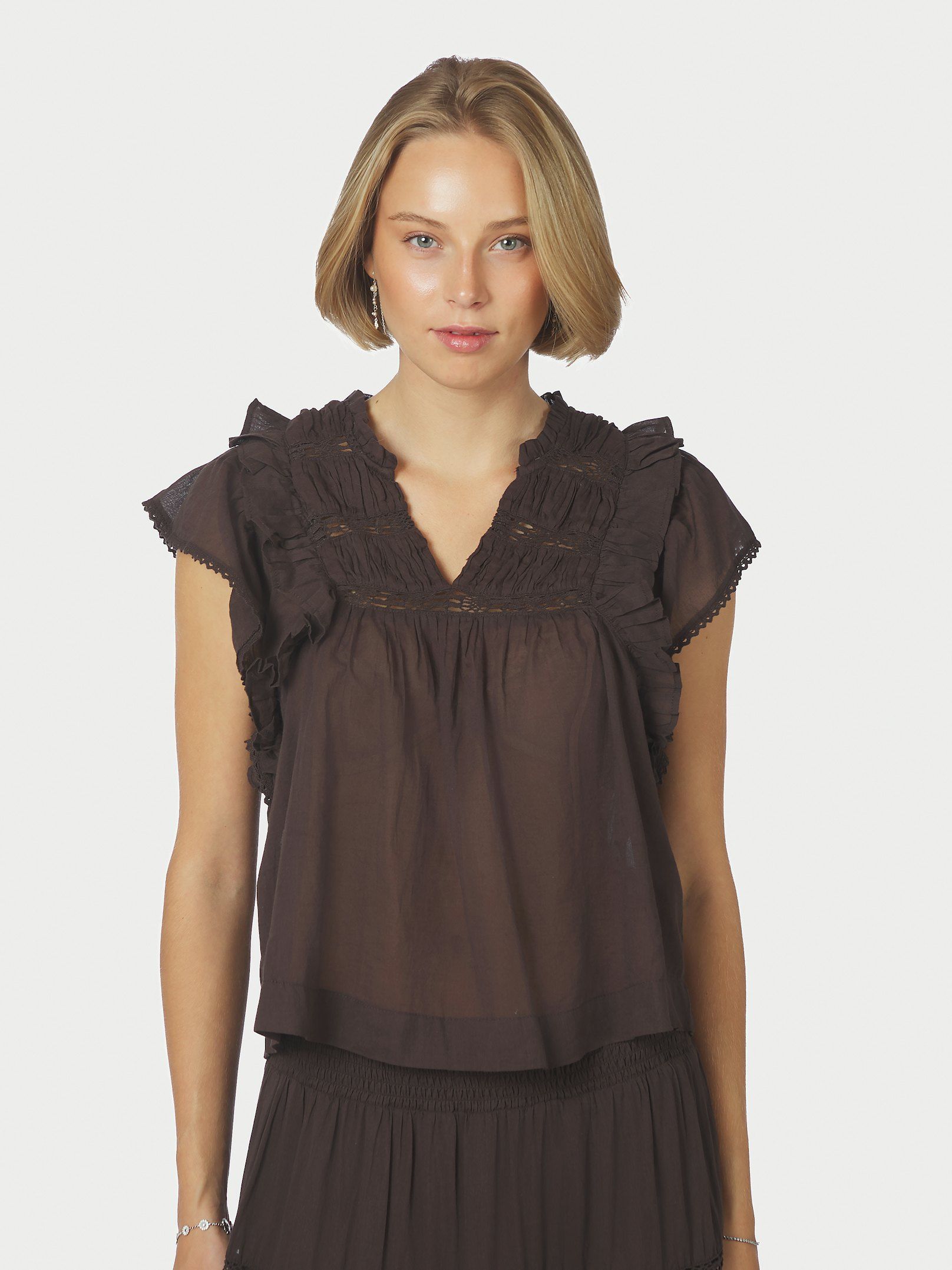 Neo Noir Top - Jayla S Voile Top i Dark Brown