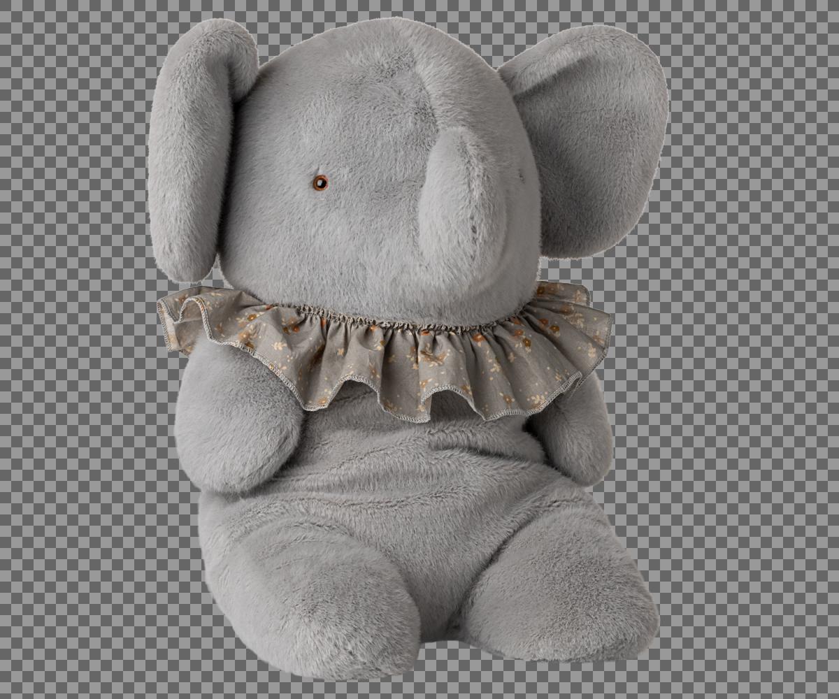 Maileg Safari Friends - Elefant i Plys Stor, Blå Grå