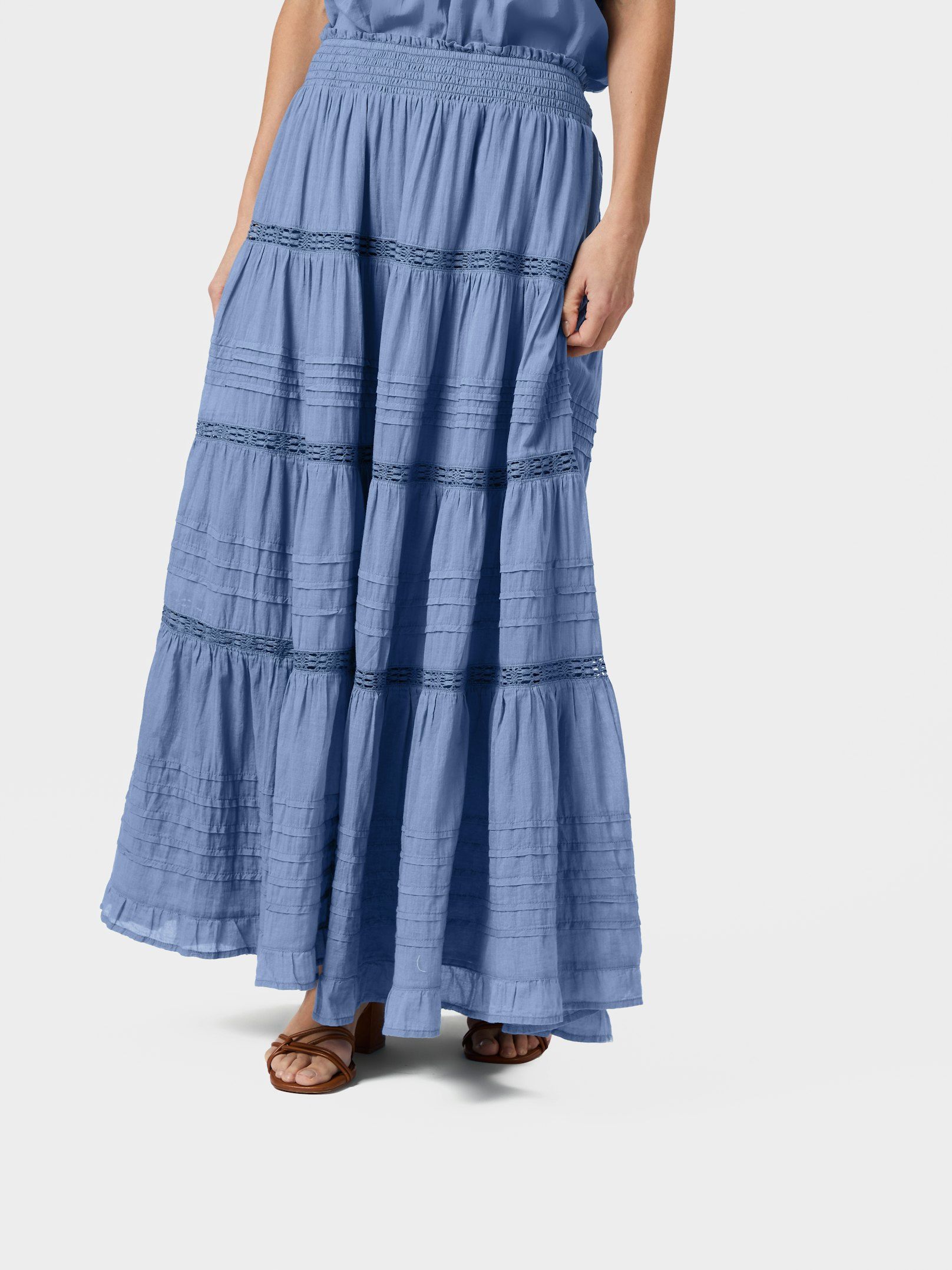 Neo Noir Nederdel - Felicia S Voile Nederdel i Smoke Blue