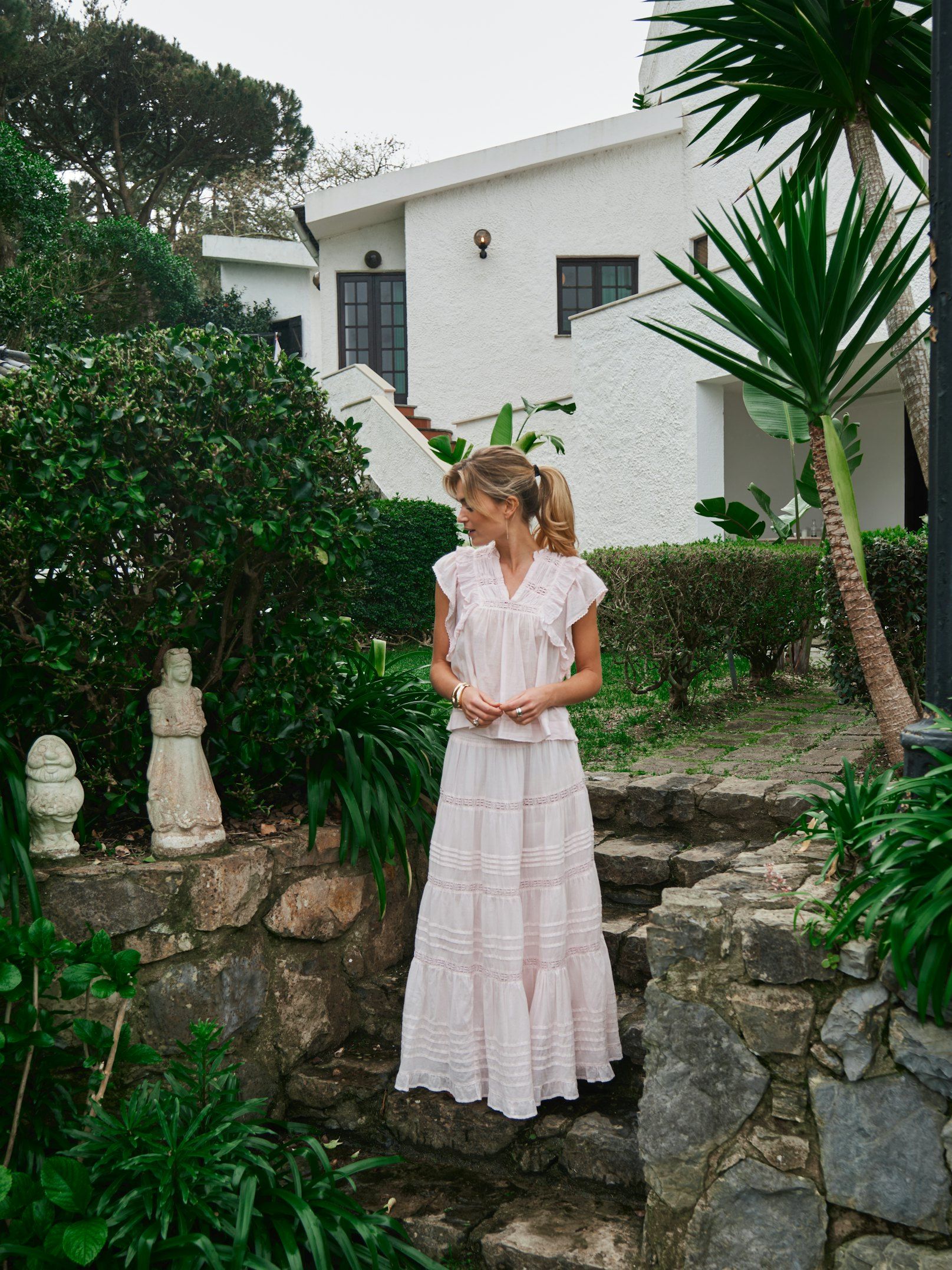 Neo Noir Nederdel - Felicia S Voile Nederdel i Light Pink