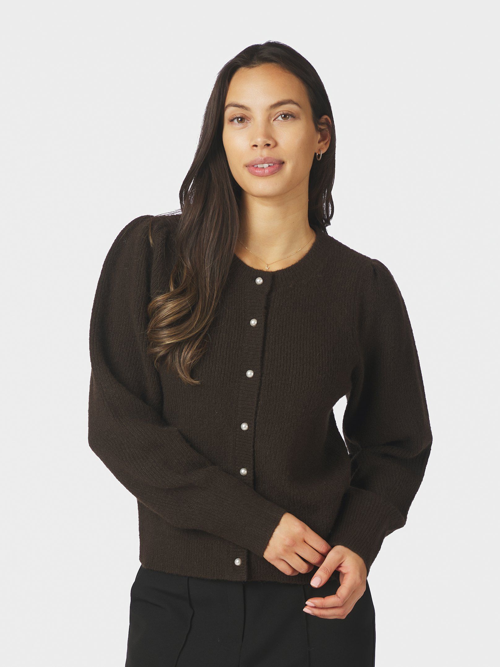 Neo Noir Cardigan - Nuna Strik Cardigan i Brown