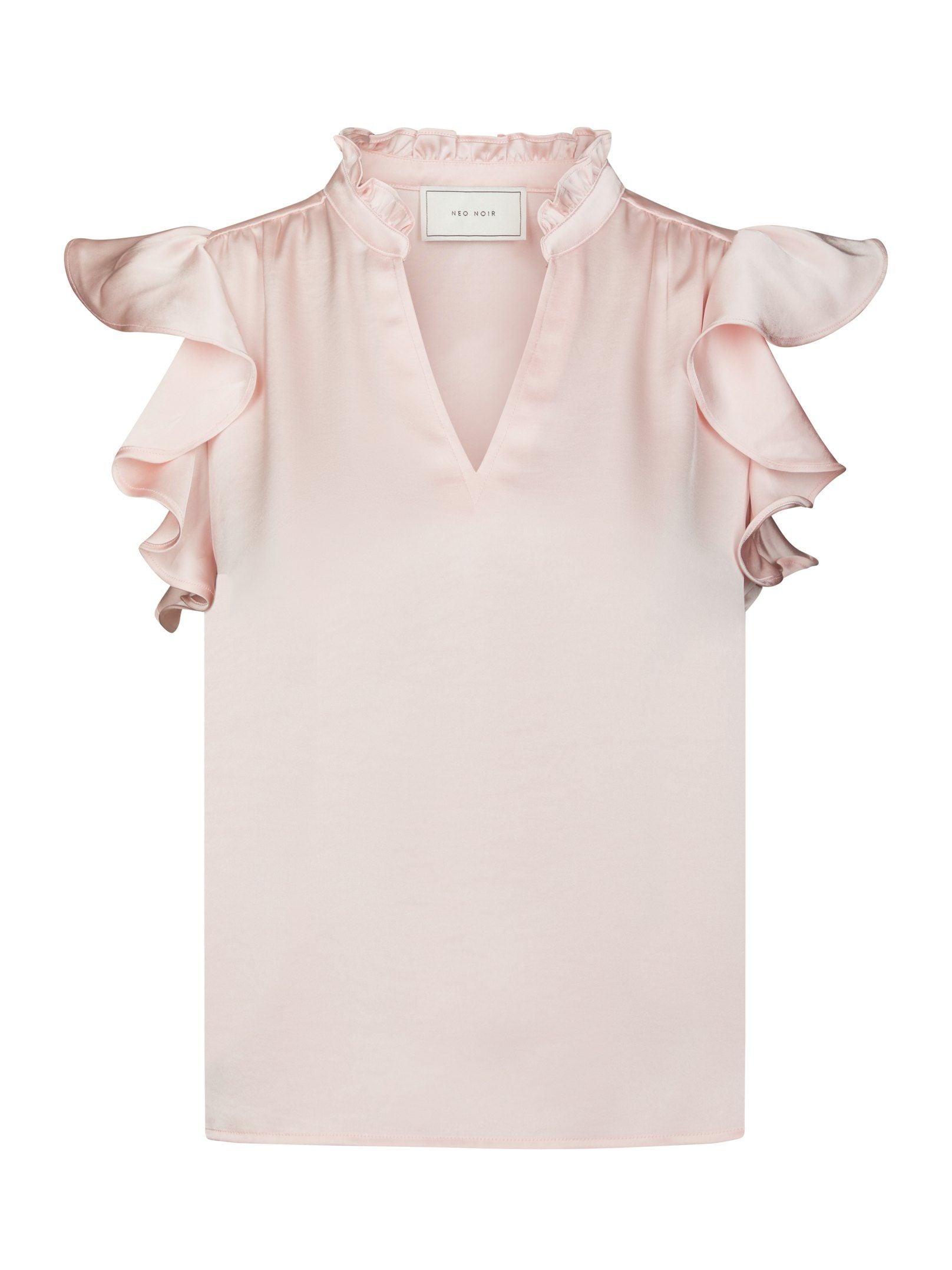 Neo Noir Top - Stella Heavy Sateen Bluse i Light Pink