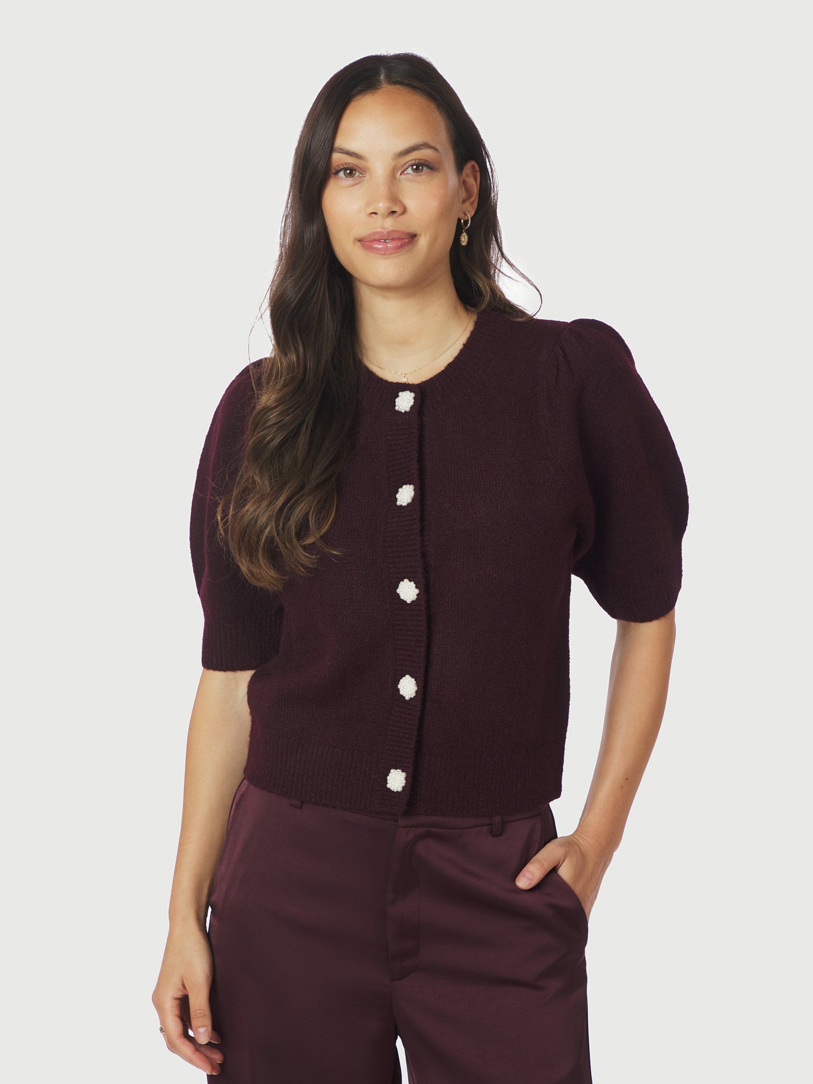 Neo Noir Cardigan - Trudy Deco Strik Cardigan i Wine