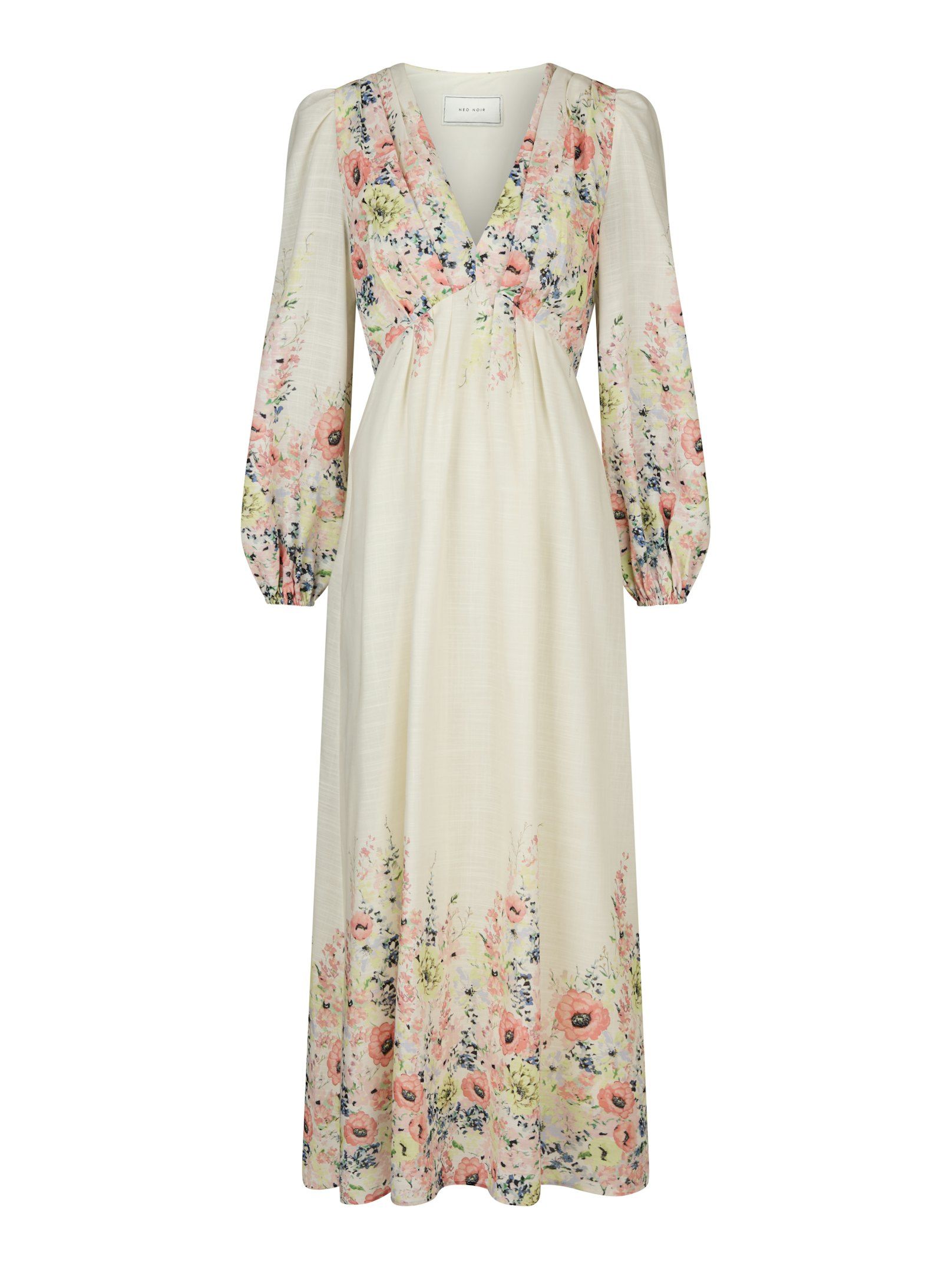 Neo Noir Kjole - Silfi Flower Print Kjole i Creme