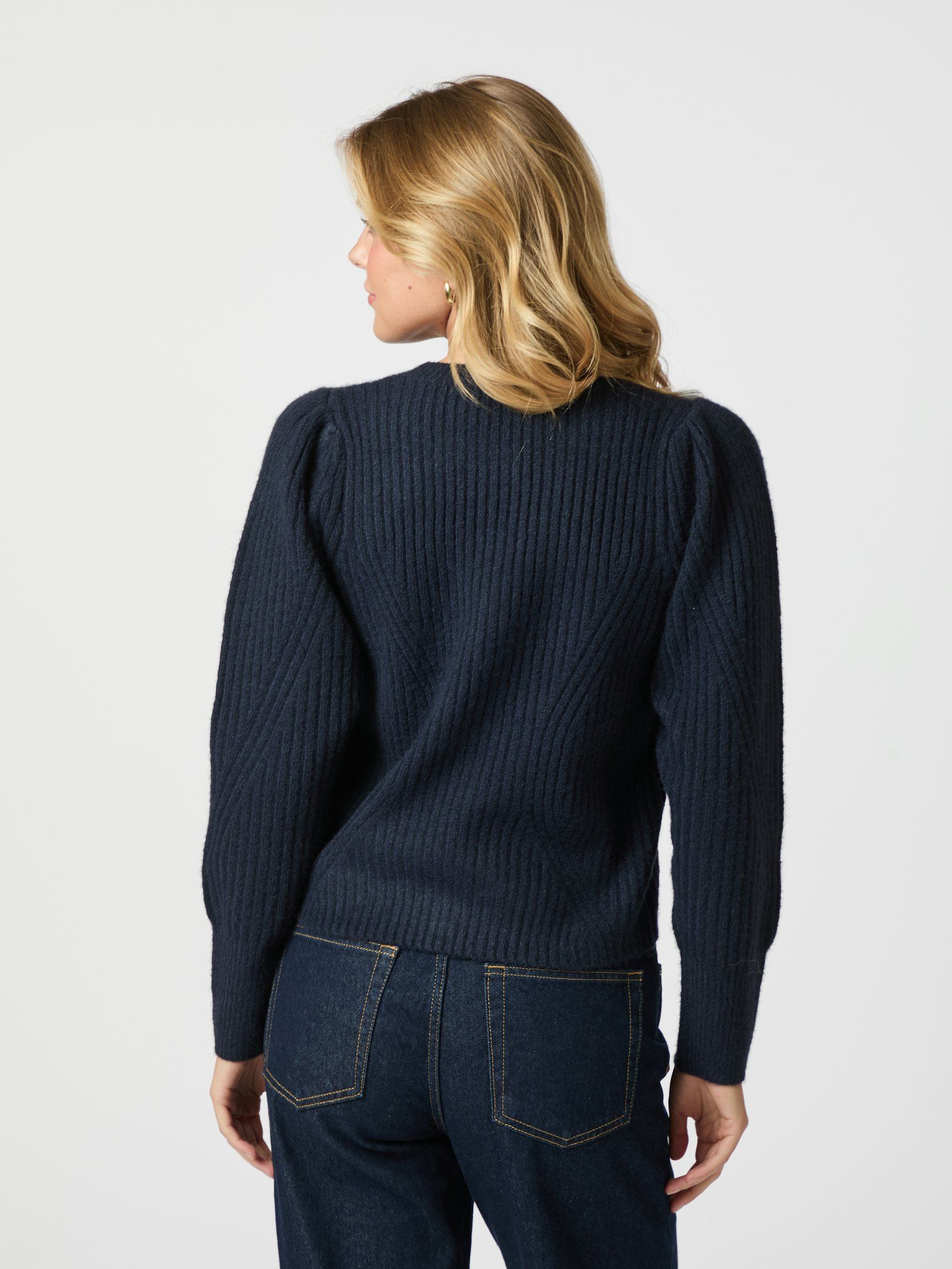 Neo Noir Cardigan - Puli Strik Cardigan i Navy