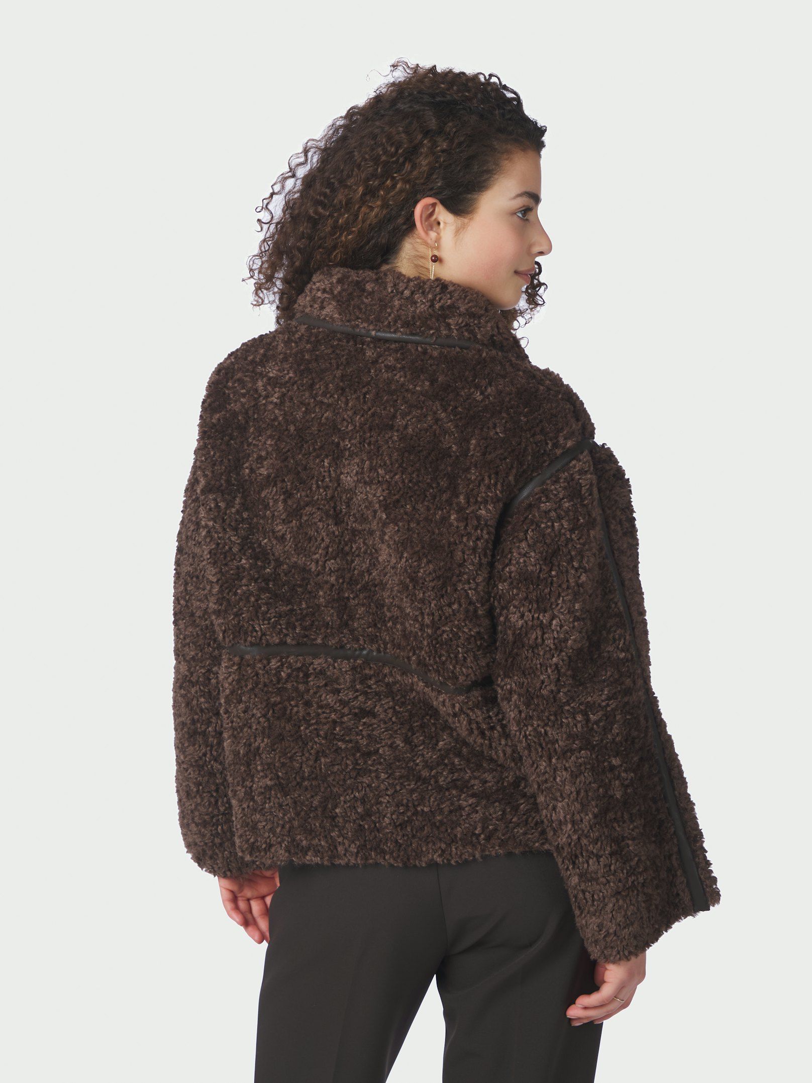 Neo Noir Jakke - Caster Faux Fur Jakke i Dark Brown