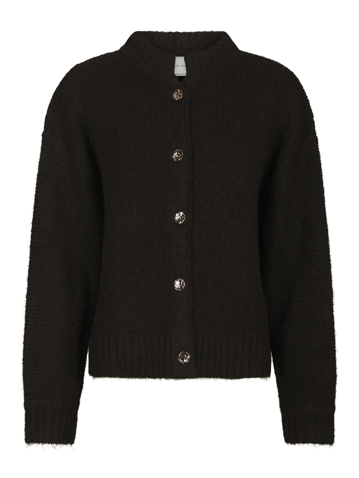 Neo Noir Cardigan - Taura Fluffy Strik Cardigan i Dark Brown