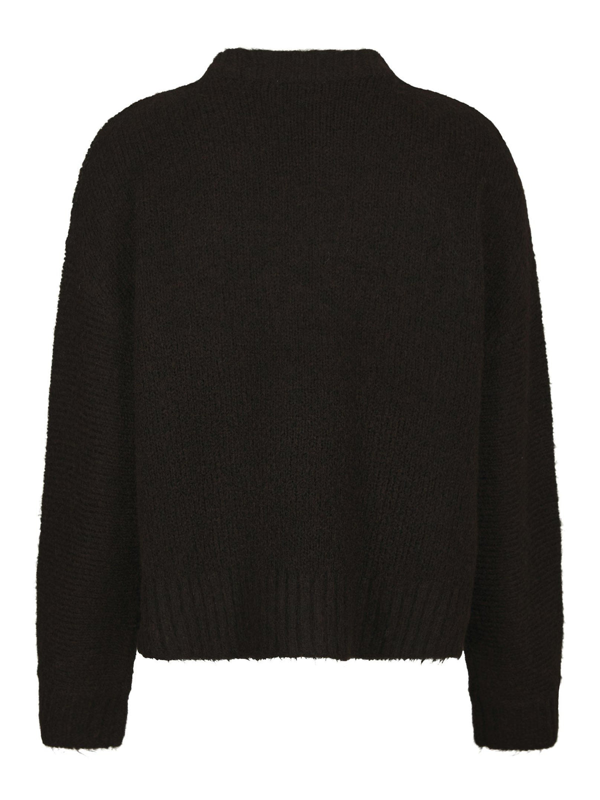 Neo Noir Cardigan - Taura Fluffy Strik Cardigan i Dark Brown