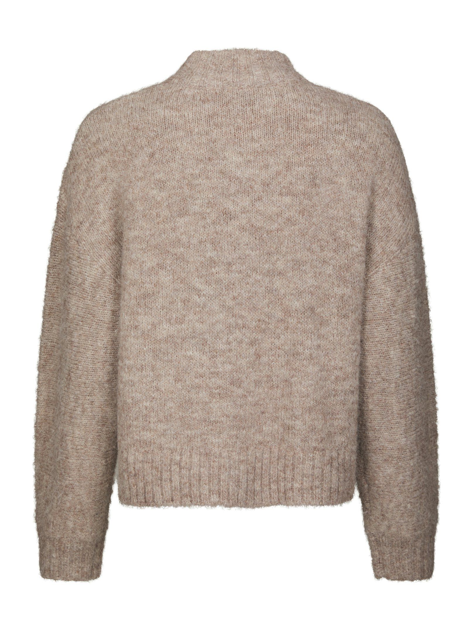 Neo Noir Cardigan - Taura Fluffy Strik Cardigan i Beige Melange